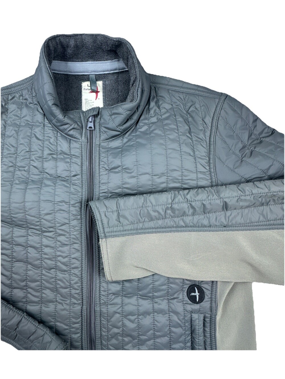 Huckberry Relwen Vertical Insulator Panel Jacket Gray Smoke Quilted Zip Mens L